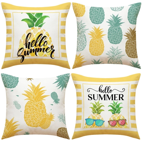Dekorativer Kissenbezug Ananas Leinen Baumwolle Kissenhülle Sommer Tropisch Nordisch Sofa Büro Wohndekoration