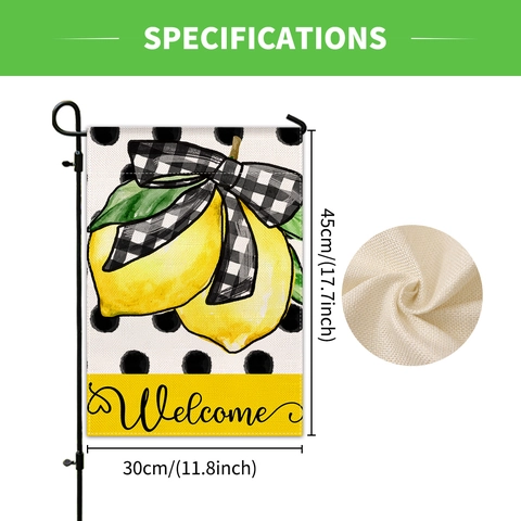 Drapeau de Jardin Été Décoration Extérieure en Lin Polyester Panneau Welcome Impression Double Face Thème Fleurs Océan Plage