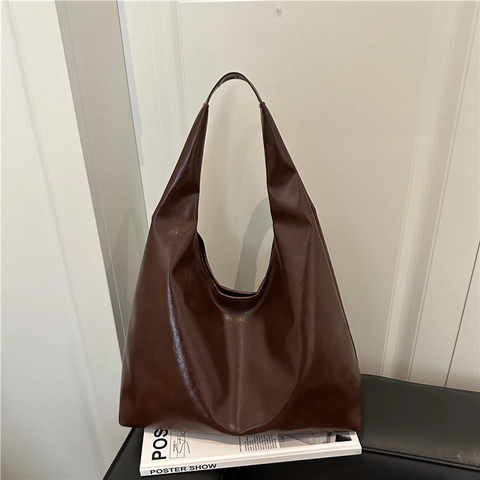 Bolso Tote de Cuero PU Minimalista para Mujer Gran Capacidad Bolso de Hombro Urbano Con Hebilla Magnética Bolso de Mano de Cubo para Viaje Diario