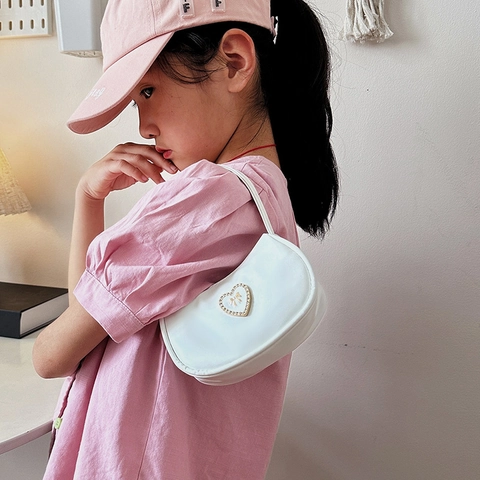Borsa da Sottobraccio Mini con Decoro a Cuore in Pelle PU Dolce Borsa a Tracolla con Strass Borsa Chic per Ragazze Autunno Abbinamento Quotidiano