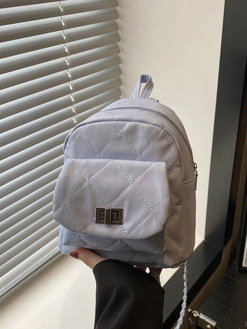 Mini Mochila de Cuero PU Acolchado para Mujer Moda Cadena Correa Bolso de Hombro Pequeño Para Viajes Diarios Verano Color Sólido