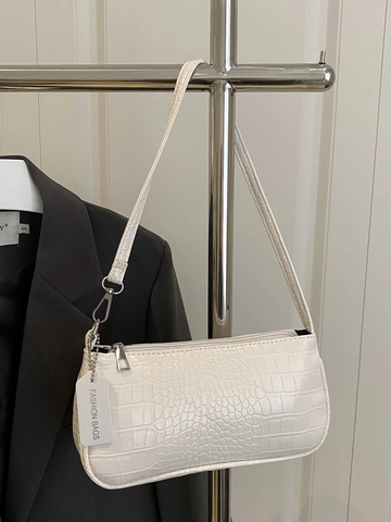 Borsa Baguette Donna in Pelle PU con Motivo Coccodrillo Borsa a Tracolla Vintage Tinta Unita Handbag Urban Minimalist per il Pendolarismo Quotidiano