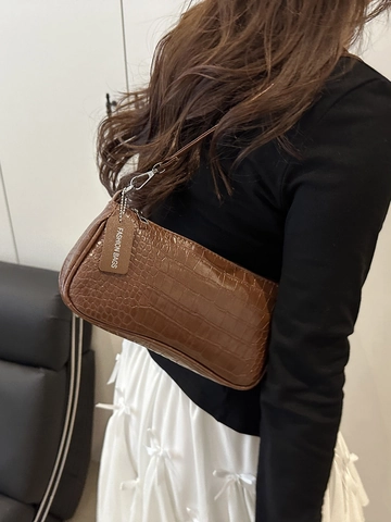 Borsa Baguette Donna in Pelle PU con Motivo Coccodrillo Borsa a Tracolla Vintage Tinta Unita Handbag Urban Minimalist per il Pendolarismo Quotidiano