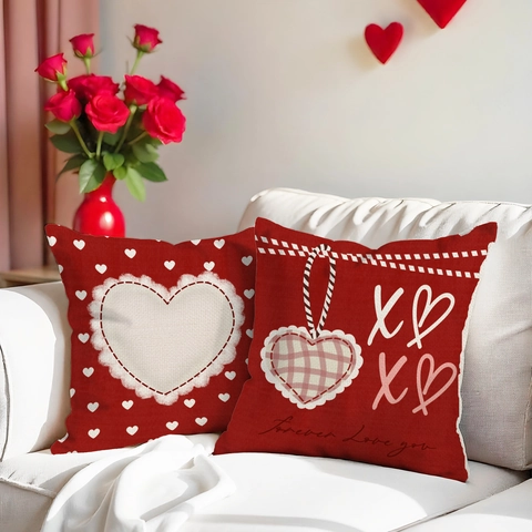 Valentinstag Herz Liebe Brief Druck Polyester Kissenbezug Für Sofa Haus Dekorativer Kissenbezug Mit Verstecktem Reißverschluss Quadrat