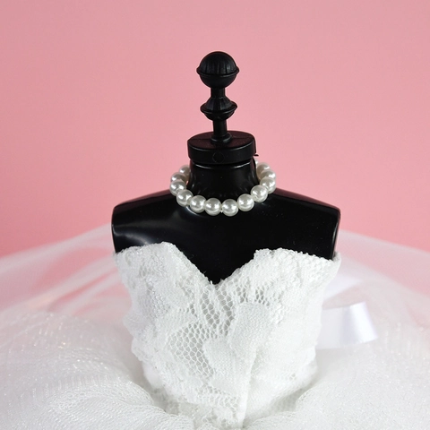 Mini Modello Abito Da Sposa Decorazione Scrivania Pizzo Tulle LED Luminoso Regalo Romantico Compleanno Laurea Elegante