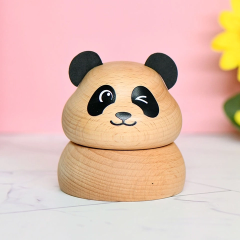 Boîte À Musique En Bois Mécanique Remontage Hêtre Animal Panda Koala Forme Ornement De Bureau Cadeau Anniversaire