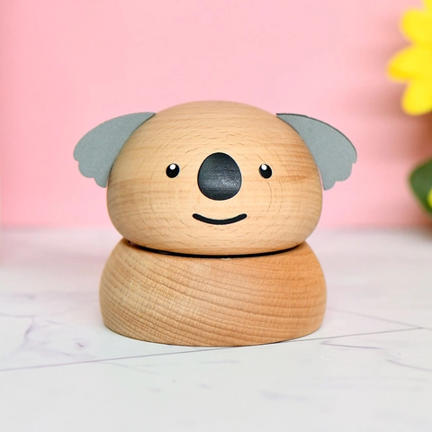 Boîte À Musique En Bois Mécanique Remontage Hêtre Animal Panda Koala Forme Ornement De Bureau Cadeau Anniversaire