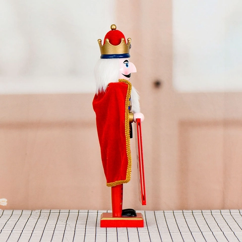 Klassischer Nussknacker König Soldat Holz Ornament Mit Rotem Samtmantel Merry Christmas Schild Festliche Feiertagsdekoration Geschenk