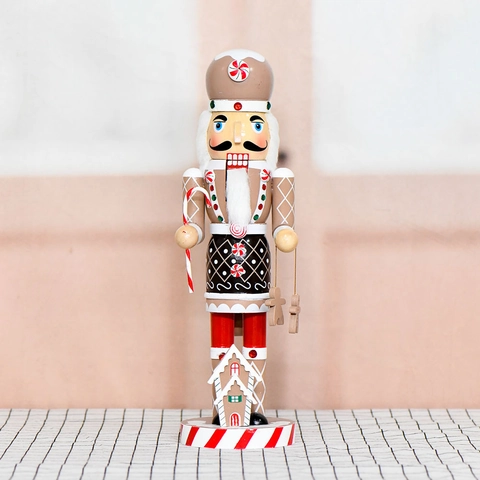Weihnachts Nussknacker Holz Ornament Lebkuchenmann Thema Bemalt Schreibtisch Festliche Dekoration Feiertagsgeschenk