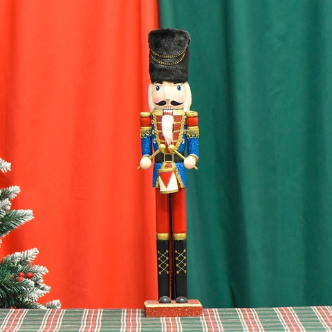 Traditioneller Nussknacker Soldat Trommler Ornament Blau Glitzer Uniform Pelzmütze Weihnachten Party Home Decor Geschenk