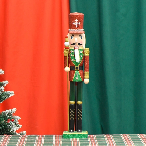Schiaccianoci Re Soldato In Legno Ornamento Glitter Luccicanti Decorazione Natale Casa Statuetta Tradizionale Regalo