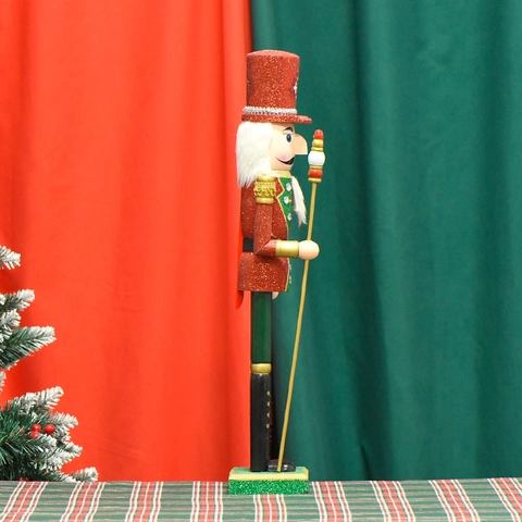 Schiaccianoci Re Soldato In Legno Ornamento Glitter Luccicanti Decorazione Natale Casa Statuetta Tradizionale Regalo