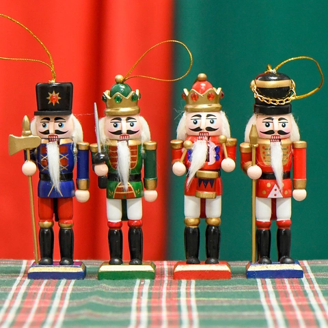 Adornos De Soldado Cascanueces Madera Tradicional Árbol De Navidad Colgante Pintado A Mano Figura De Vacaciones