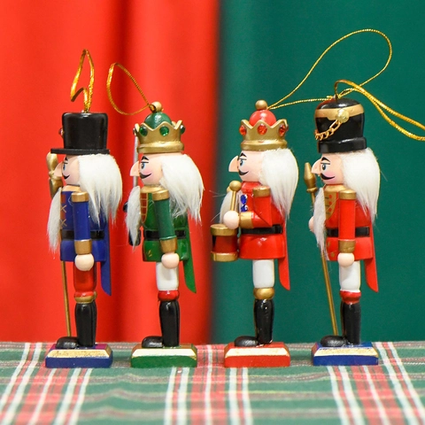 Adornos De Soldado Cascanueces Madera Tradicional Árbol De Navidad Colgante Pintado A Mano Figura De Vacaciones