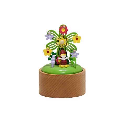 Handcrafted Beech Wood Music Box Clockwork Carousel Christmas Ferris Wheel Desktop Miniature Decoration Gift Children Women