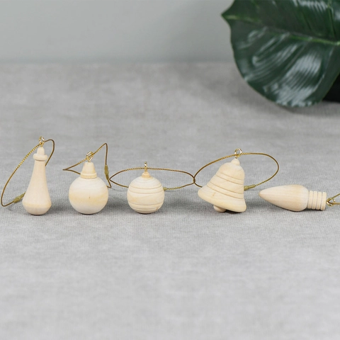 Unfinished Lotus Wood Christmas DIY Painting Ornaments Blank Wooden Bell Bulb Shapes For Kids Educational Toy Home Decoration