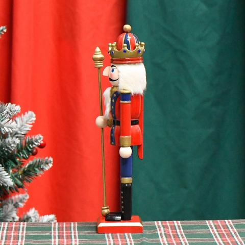 Klassischer Weihnachtsnussknacker König Soldat Holzpuppe Figur Mit Scepter Festliche Feiertagsdekoration Haus Ornament