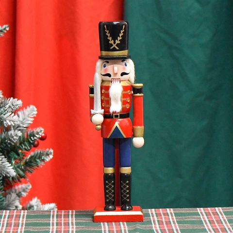 Nutcracker Soldier Puppet Painted Wooden Traditional Christmas Ornament Holiday Home Decor With Sword