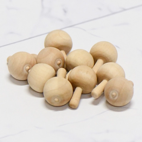 Wooden Unfinished Spinning Top Toy Mushroom Shape Lotus Wood Blank For DIY Painting Educational Finger Game Kids Natural