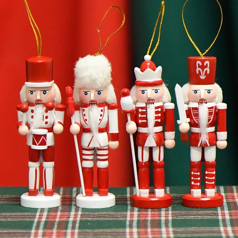 Traditionelle Nussknacker Soldat Holz Ornamente Vintage Weihnachten Figur Rot Weiß Weihnachtsbaum Deko Haus Urlaub Dekoration