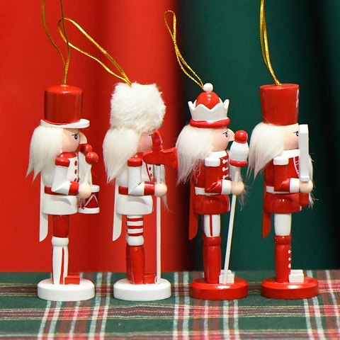 Traditionelle Nussknacker Soldat Holz Ornamente Vintage Weihnachten Figur Rot Weiß Weihnachtsbaum Deko Haus Urlaub Dekoration