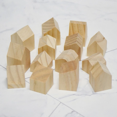 Creative DIY Unpainted Natural Wood House Blocks For Kids Painting Minimalist Geometric Wooden Desktop Ornaments For Home Decor Gift