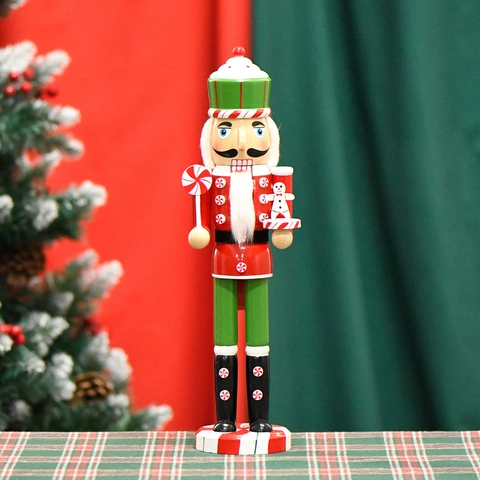 Traditioneller Weihnachts Nussknacker Soldat Holz Rot Grün Lebkuchenmann Europäischer Stil Feiertag Haus Tischdeko Ornament
