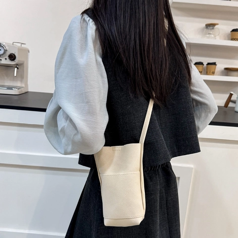 Women's Retro PU Leather Lychee Pattern Mobile Phone Bag Mini Crossbody Square Bag With Front Pocket For Daily Casual
