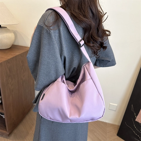 Borsa Hobo In Nylon Da Donna Grande Capacità Leggera Borsa A Tracolla Cinghia Regolabile Tasche Multiple Casual Semplice