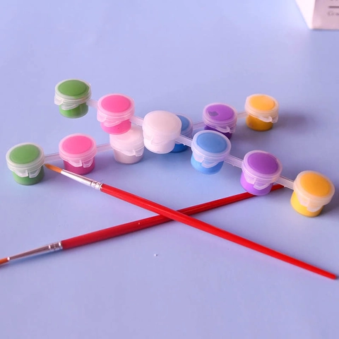 Pintura Acrílica Y Pinceles Tira Vinculada Para Niños DIY Pintura De Yeso Suministros De Arte Jardín De Infancia Colorido Dibujo