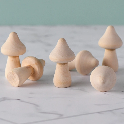 Unfinished Wood Mushrooms For DIY Painting Crafts Natural Lotus Wood Home Decor Ornaments Miniature Garden Decorative Toys