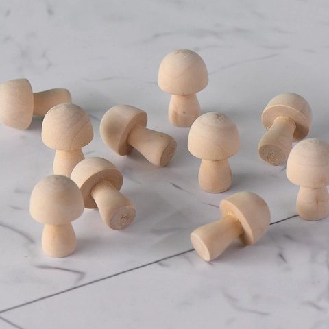 Setas de Madera Natural Sin Terminar DIY Manualidades Pintura Miniatura Adornos de Escritorio para Hogar Decorativo Niños Juguetes Educativos