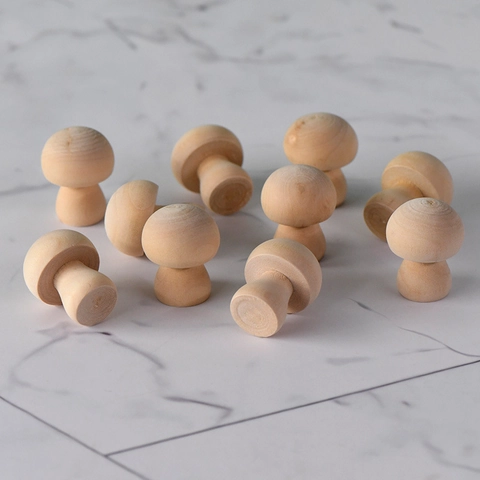 Muñecos de Madera Natural con Forma de Seta Figuras de Madera sin Acabar para Manualidades Pintura Juguetes Educativos Hogar