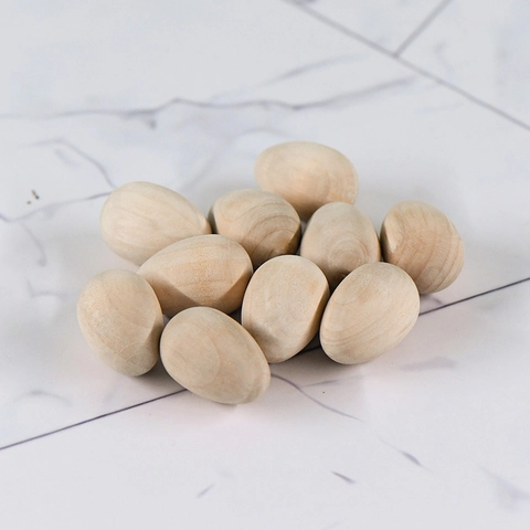 Unfinished Wooden Bird Eggs DIY Painting Craft Toys Natural Schima Superba Wood Smooth Surface Home Decor For Kids Easter