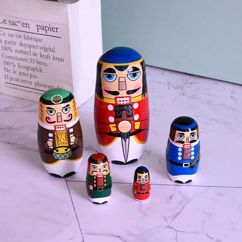Cascanueces Muñecas Rusas Matryoshka Madera Pintada Regalo De Navidad Decoración Del Hogar Figura Adornos