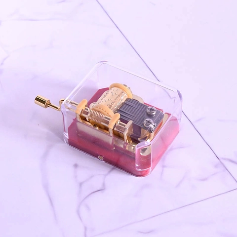 Handkurbel Spieluhr Uhrwerk Vergoldet Metall Mechanismus Transparentes Acrylgehäuse Manuelles DIY Musikgeschenk