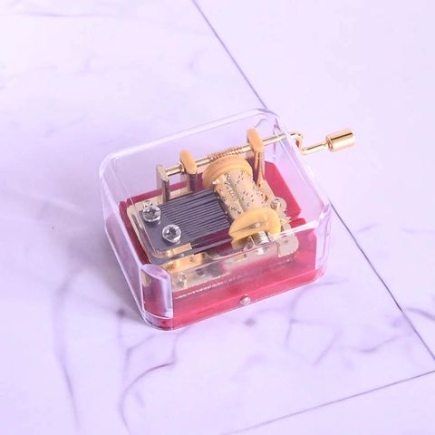 Handkurbel Spieluhr Uhrwerk Vergoldet Metall Mechanismus Transparentes Acrylgehäuse Manuelles DIY Musikgeschenk