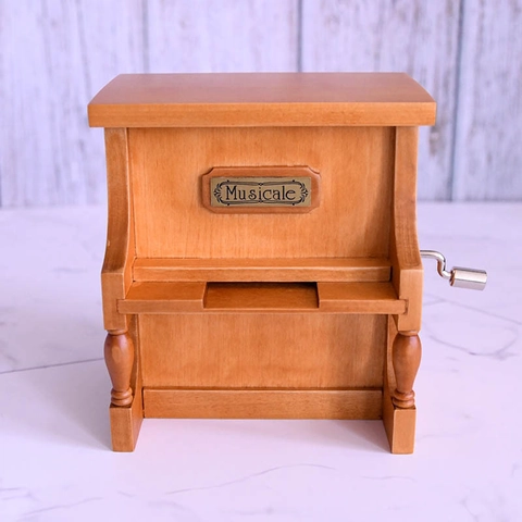 Carillon Vintage in Legno a Manovella Forma di Pianoforte DIY Nastro di Carta Perforata Per Decorazione Casa Regalo