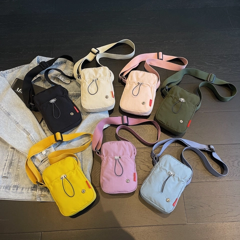 Piccola Borsa A Tracolla In Nylon Custodia Leggera Per Telefono Con Tracolla Regolabile E Tasca Con Coulisse Per Donna Casual