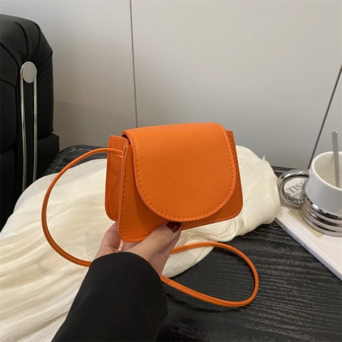 Mini Crossbody Bag For Women PU Leather Lychee Pattern Small Square Flap Shoulder Purse Minimalist Fashion