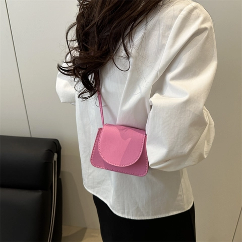 Mini Crossbody Bag For Women PU Leather Lychee Pattern Small Square Flap Shoulder Purse Minimalist Fashion