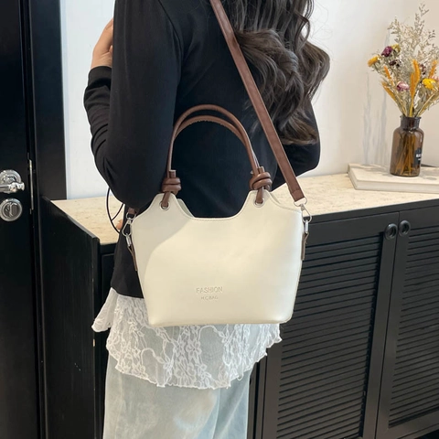 Mode Damen PU Leder Eimertasche Vintage Schultertasche Umhängetasche Mit Knoten Griff Tägliche Messenger Tote Bag