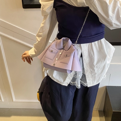Creative Jacket Shaped Women Shoulder Bag PU Leather Shirt Style Chain Crossbody Bag Novelty Fashion Underarm Bag Purse