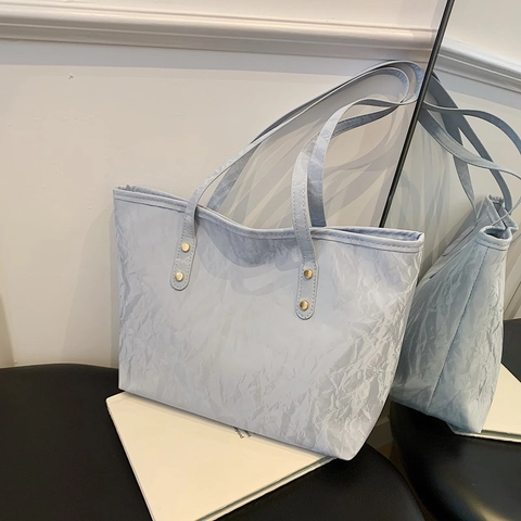 Große Kapazität Damen Schulter Tote Bag Geknittertes PU Leder Elegante Mode Handtasche Für Den Täglichen Arbeitsweg