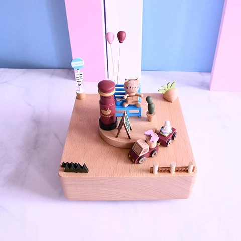 Decoración Musical Mecánica De Madera Estilo Británico Paisaje En Miniatura De Haya Ornamento Regalo De Cumpleaños
