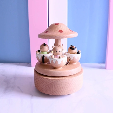 Handgemaakte Houten Muziekdoos Mechanische Carrousel Beukenhouten Muziekdozen Voor Kerstmis Verjaardag Cadeau Woondecoratie