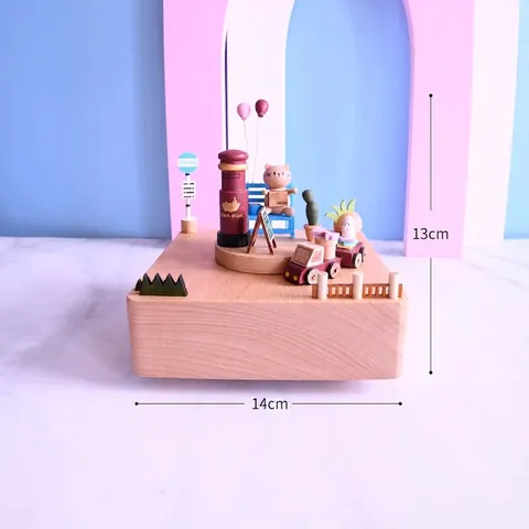 Decoración Musical Mecánica De Madera Estilo Británico Paisaje En Miniatura De Haya Ornamento Regalo De Cumpleaños