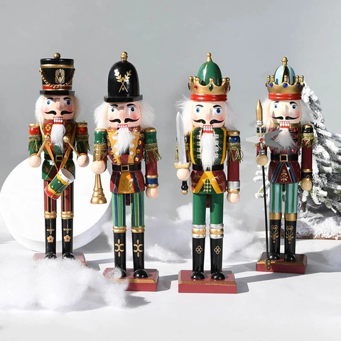 Statuetta Soldato Schiaccianoci In Legno Vintage Dipinta A Mano Classica Ornamento Burattino Di Natale Per Decorazione Desktop Casa Regalo