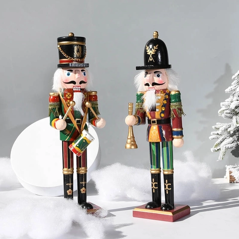 Statuetta Soldato Schiaccianoci In Legno Vintage Dipinta A Mano Classica Ornamento Burattino Di Natale Per Decorazione Desktop Casa Regalo