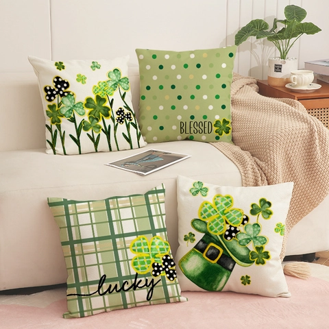 Federe Per Cuscini San Patrizio Misto Lino Trifoglio Lucky Blessed Fodere Per Cuscini Decorative Per Divano Letto